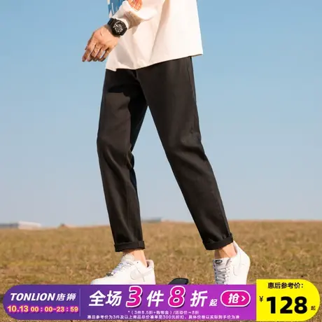 唐狮23秋季新款牛仔裤男弹力修身直筒裤潮流百搭经典黑色裤子男商品大图
