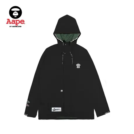 Aape旗舰店男装秋冬猿颜徽章绗缝两件套可拆羽绒服外套7627XXL图片