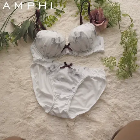 amphi华歌尔旗下 薄款蕾丝少女内衣聚拢文胸套装AB0302图片