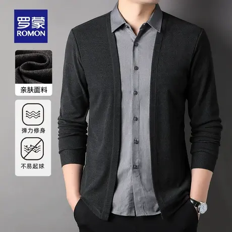 【官方正品】罗蒙开衫男针织衫秋季新款修身保暖毛衣中青年毛衫男图片