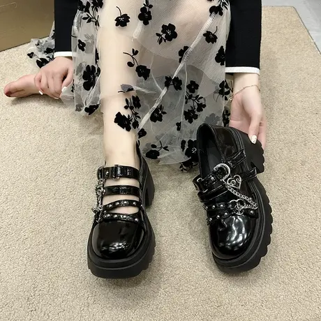 lolita洛丽塔鞋子女小众原创粗跟软妹日系小皮鞋厚底增高配裙jk鞋图片