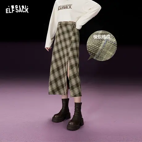 妖精的口袋复古格子半身裙女2023冬季新款学院风高腰a字半身长裙图片