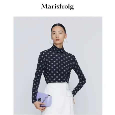 【商场同款】玛丝菲尔打底衫女冬新款高领内搭外穿碎花皮肤衣商品大图