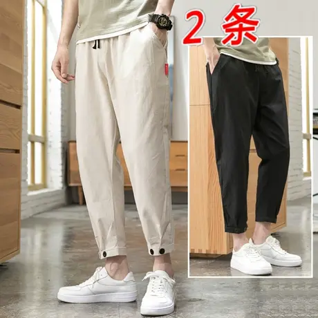 男裤春夏季超薄款男士冰丝休闲长裤宽松棉麻裤亚麻夏天夏裤子西裤商品大图
