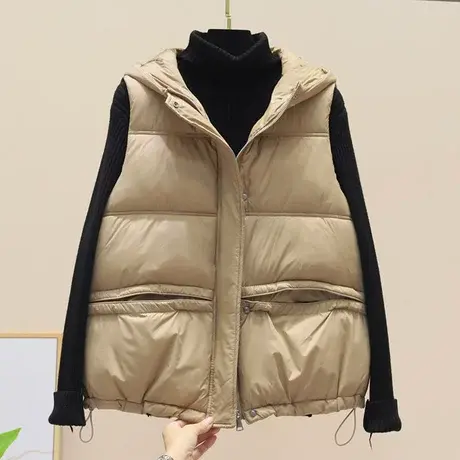 连帽羽绒棉马甲女短款秋冬新款韩版宽松轻薄羽绒棉服背心马夹外套商品大图