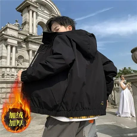 男士外套春秋冬季2021新款潮流ins休闲百搭加绒加厚衣服工装夹克商品大图
