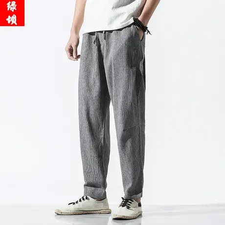 夏季薄休闲裤中国风宽松束脚棉麻裤大码男小脚哈伦裤灯笼裤子男装图片