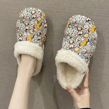 棉拖鞋女秋冬季室内可爱洞洞鞋防滑厚底防水居家加绒保暖包头拖鞋商品大图