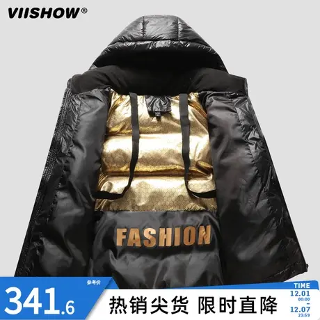 VIISHOW新款黑色金标棉衣男中长款过膝加厚男冬季羽绒棉服外套潮商品大图
