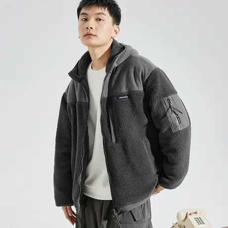 唐狮2023冬季新款仿羊羔绒外套男厚实保暖休闲拼接男士厚外套1.9商品大图