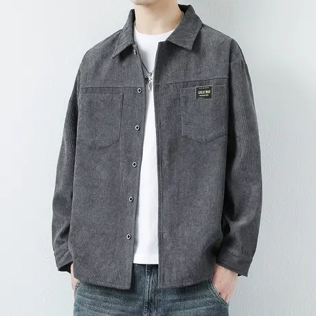 灯芯绒衬衫男春秋季衬衣宽松休闲工装男士外套新款长袖上衣服搭配商品大图