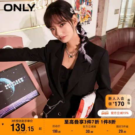 【上新】ONLY奥莱夏季职场干练短款露腰宽松小众西服女商品大图