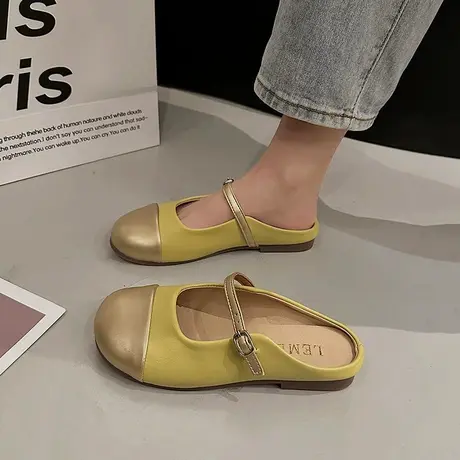 包头半拖鞋女2024年春季新款外穿百搭网红复古平底舒适气质凉拖鞋商品大图