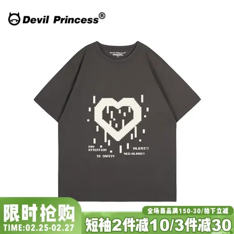 2024新款小众ins超火深灰色短袖女t恤美式复古风宽松大版上衣潮商品大图