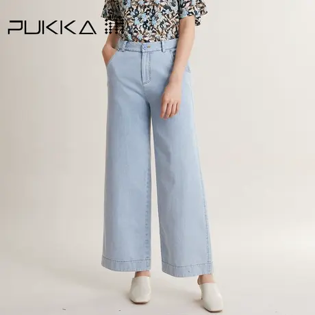 蒲PUKKA 阔腿牛仔裤女早春宽松休闲显瘦直筒长裤子商品大图