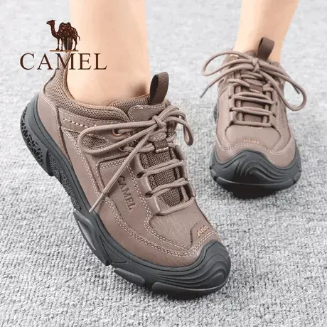 Camel/骆驼女鞋秋冬季款真牛皮舒适妈妈徒步运动户外休闲旅游鞋子商品大图