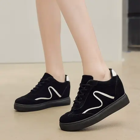 2024新款秋冬高跟运动鞋百搭小个子增高休闲鞋女显高厚底松糕女鞋商品大图