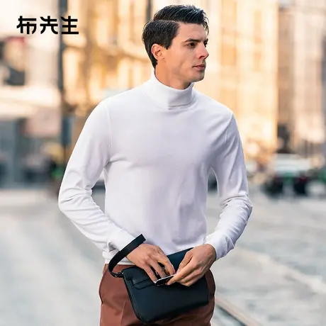 MrBu布先生轻薄保暖毛衣可机洗纯羊毛衫冬季新款高领内搭羊毛T男商品大图