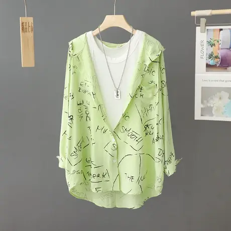 中长款连帽防晒外套女韩版宽松夏季薄款清凉透气防晒衫衬衫开衫潮商品大图