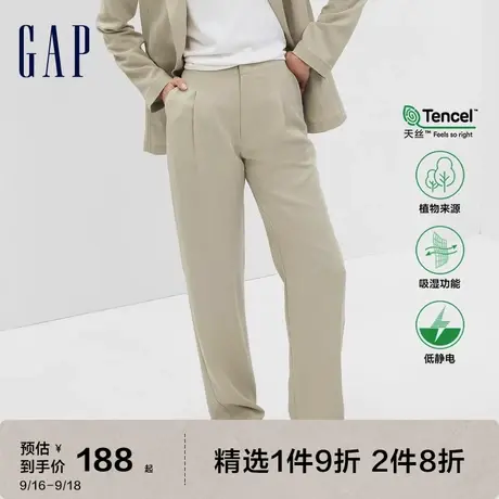 Gap女装秋季新款高腰宽松阔腿西装裤卡其裤404698通勤休闲长裤图片