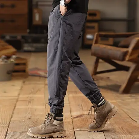 Modi Nick/摩帝尼克复古工装裤男百搭纯色休闲宽松男士长裤束脚裤商品大图