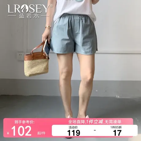 大码女装高腰松紧休闲裤胖mm2024夏装开叉设计感显瘦百搭运动短裤商品大图
