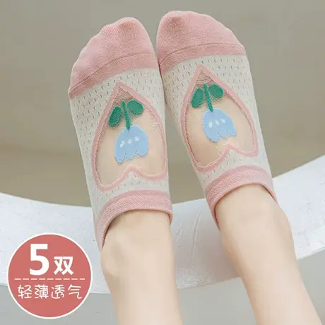 浅口袜子女船袜春夏天薄款网眼透气隐形学院风防滑不掉跟大童棉袜商品大图