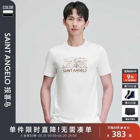 【纯棉】报喜鸟夏季新款男士时尚休闲短袖T恤圆领百搭上衣短T男图片