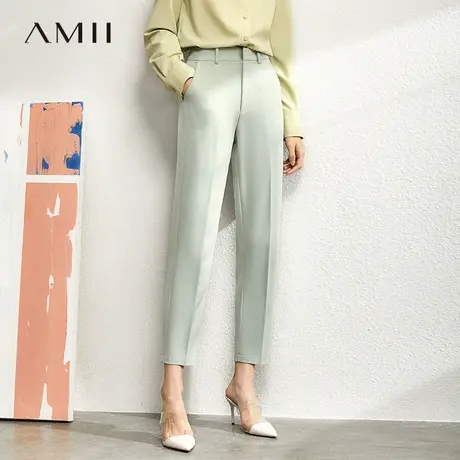 Amii极简通勤百搭西装休闲长裤女2025夏季新款宽松藏肉烟管裤图片