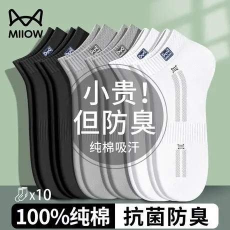 猫人袜子男士纯棉网眼夏季薄款抗菌运动袜短筒袜防臭吸汗透气全棉商品大图