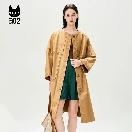 a02【ET自然系列】中长款风衣外套女2025春季新款气质设计感上衣商品大图