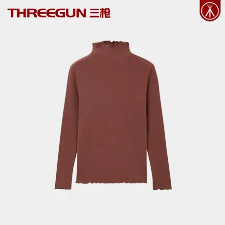 三枪女士打底衫单件上衣长袖半高领秋衣弹力大码花边时尚春夏新款商品大图