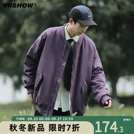 VIISHOW两面穿日系复古刺绣外套拼色潮牌宽松秋冬季新品棉衣男商品大图