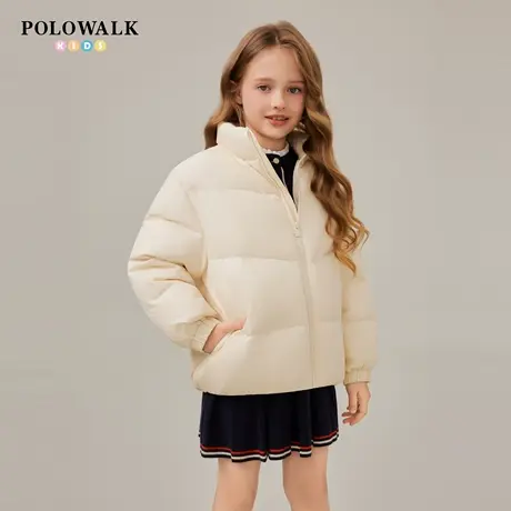 【90白鸭绒】POLOWALK童装女童羽绒服2025秋冬新品立领百搭外套商品大图