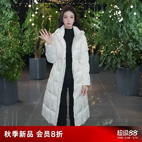 歌莉娅冬季新品精致收腰连帽长羽绒外套1ECC8D220商品大图