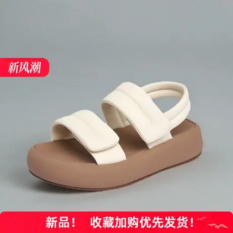 卓诗尼2025年夏季新款厚底魔术贴凉鞋外穿沙滩凉鞋商品大图