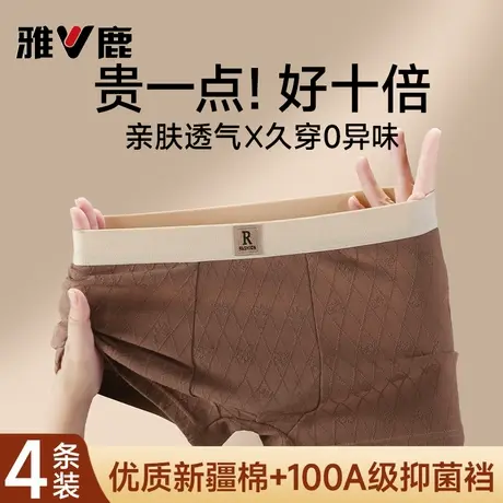 雅鹿男士内裤纯棉四角裤衩舒适透气抑菌男生男款平角短裤2025新款商品大图