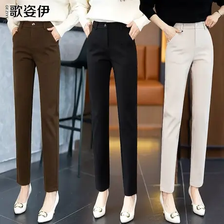 爆款毛呢直筒裤女新款2023秋冬职业通勤西装裤高端气质休闲烟管裤图片