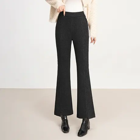 羊毛呢微喇裤女2023年秋冬新款洋气减龄高腰休闲裤通勤百搭长裤子图片