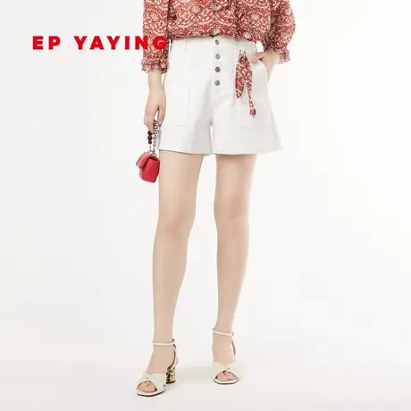 EP YAYING雅莹女装 复古高腰牛仔阔腿短裤 商场同款6656A图片