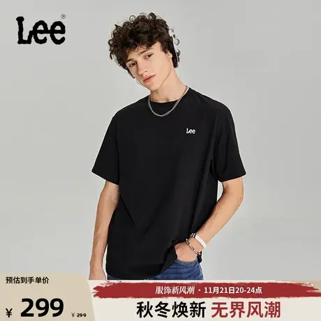 Lee商场同款舒适版圆领小logo绣花男短袖T恤休闲潮LMT0067744DR图片