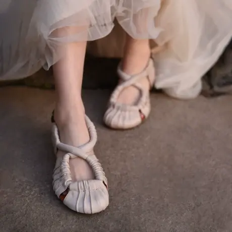 Artmu阿木原创小众鞋子真皮包头凉鞋2023年女新款低跟中空单鞋商品大图