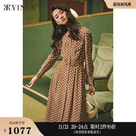 【1996系列】YINER音儿女装冬季波点桑蚕丝连衣裙图片