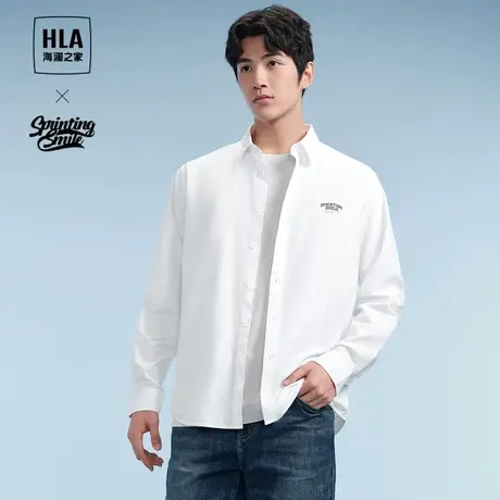 【牛津纺】HLA海澜之家SPRINTING SMILE长袖衬衫24春夏新白衬衣男商品大图
