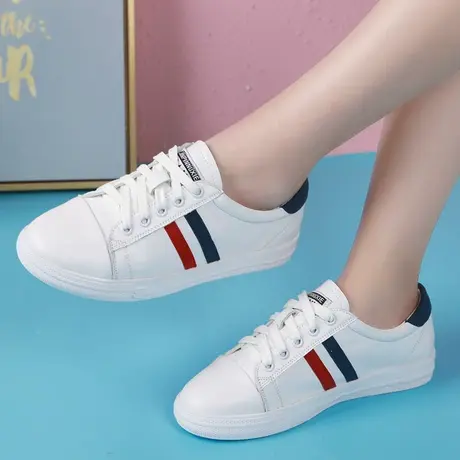 2025春季新款真皮大码小白鞋女41-43平底学生板鞋女时尚百搭单鞋图片