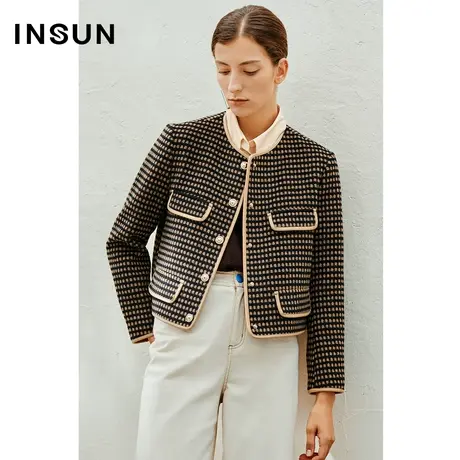 INSUN恩裳线上专选春季小香风单排扣羊毛外套商品大图