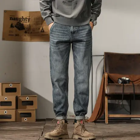 时尚直筒男款牛仔裤潮流大码百搭男士牛仔裤复古休闲时尚牛仔裤商品大图
