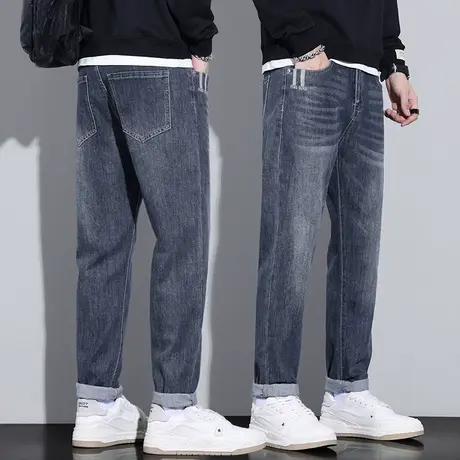 春秋款男士潮牌痞帅气休闲牛仔裤春季高端水洗直筒男裤子春天男装商品大图