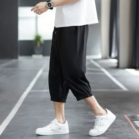 休闲短裤男夏季薄款夏天冰丝运动七分裤男士五分中裤潮流沙滩马裤商品大图