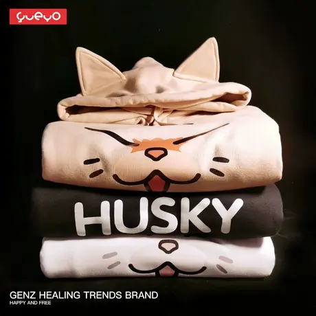 悦游 猫耳卫衣 原创超可爱猫狗加绒连帽卫衣情侣猫咪耳朵日系ins商品大图